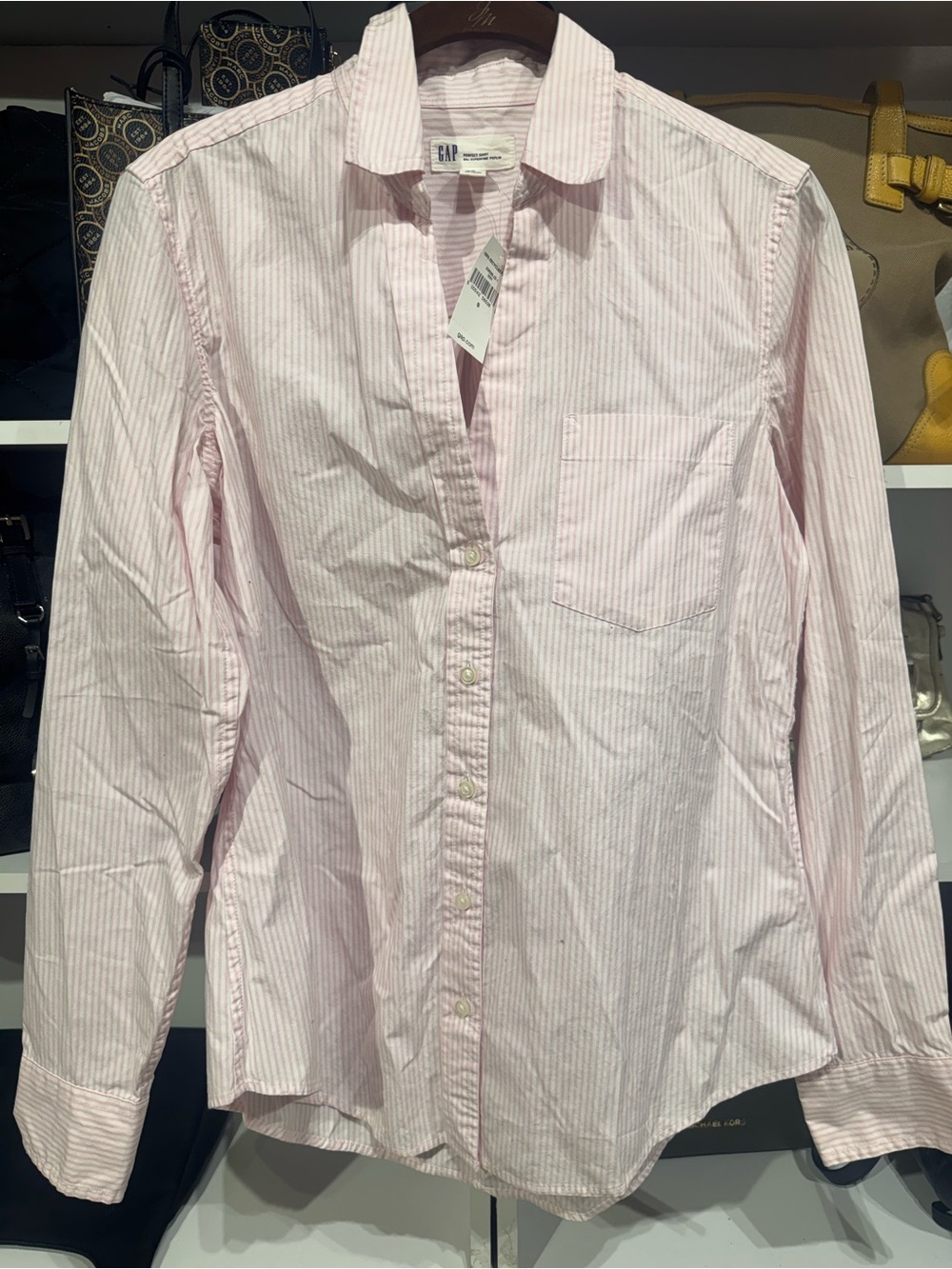 0077 GAP Pink Striped Button-Front Women's Shirt - Picture 4 of 4